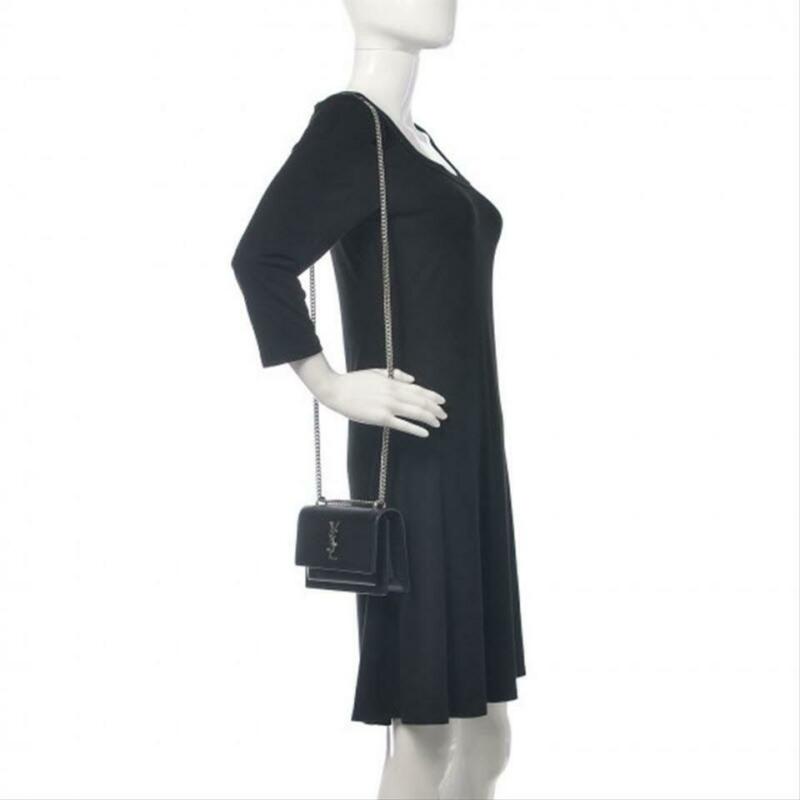 Saint Laurent Wallet on Chain Sunset Monogram Ysl Small Calf Black Leather