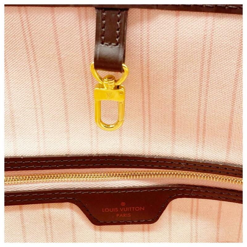 Louis Vuitton Neverfull Mm Pink Rose Ballerine Brown Damier Ébène Canvas Tote