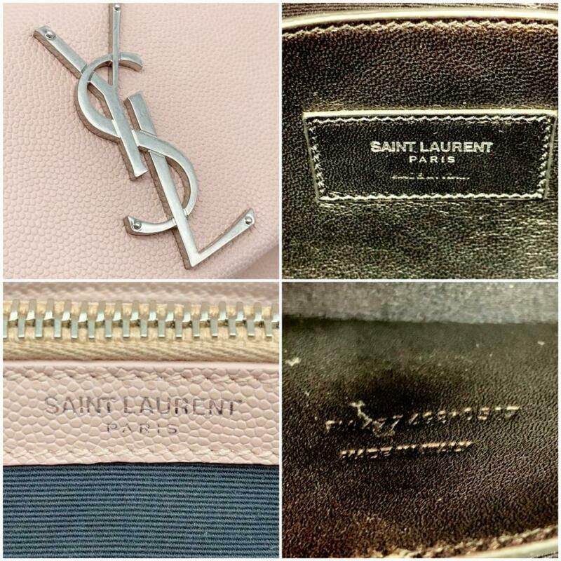 Saint Laurent Grain De Poudre Small West Hollywood Monogram Fold-over Pale Blush