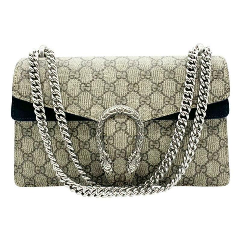 Gucci Dionysus New Small Beige Black Canvas Shoulder Bag
