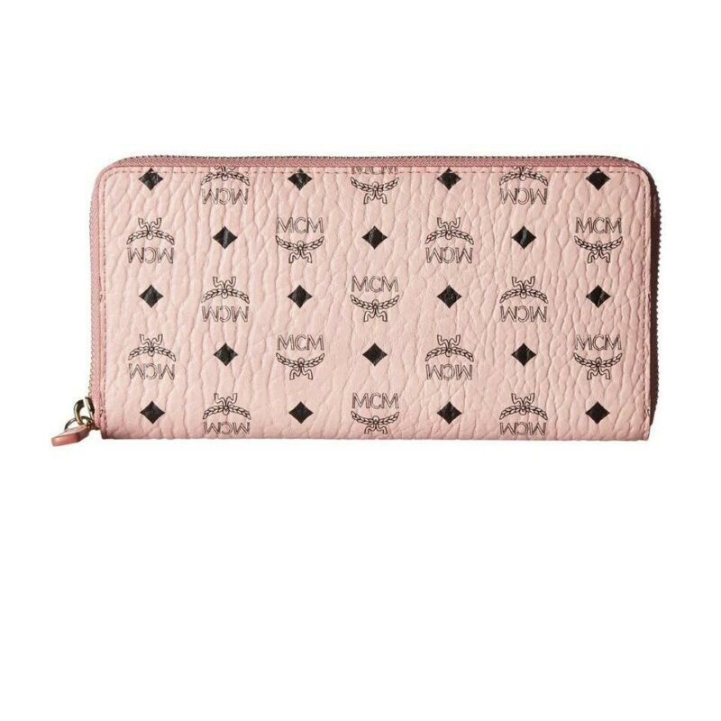MCM Pink Logo-embossed Large Zip Light Wallet
