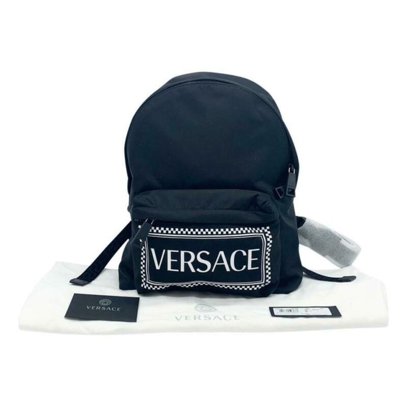 Versace 905 Vintage Logo Black Nylon Backpack