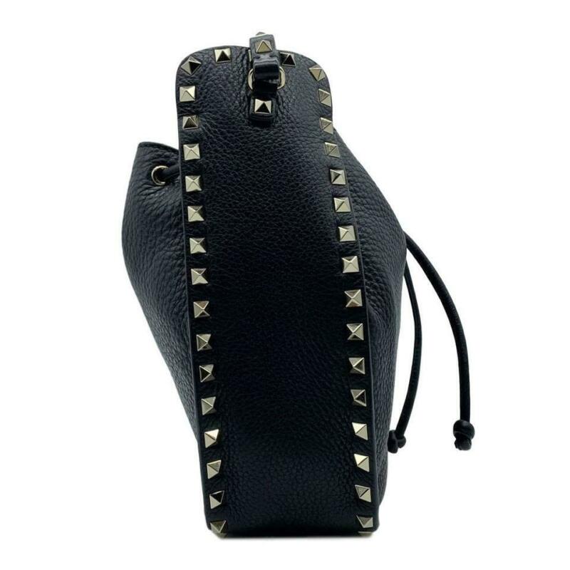 Valentino Bucket Rockstud Large Black Leather Cross Body Bag
