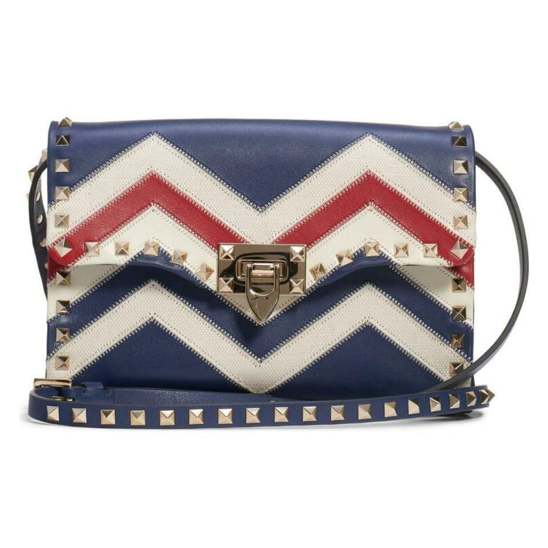 Valentino Shoulder Small Rockstud Blue Leather Cross Body Bag