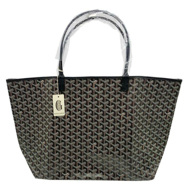 Goyard Goyardine Saint Louis Gm Black Coated Canvas and Leather Tote