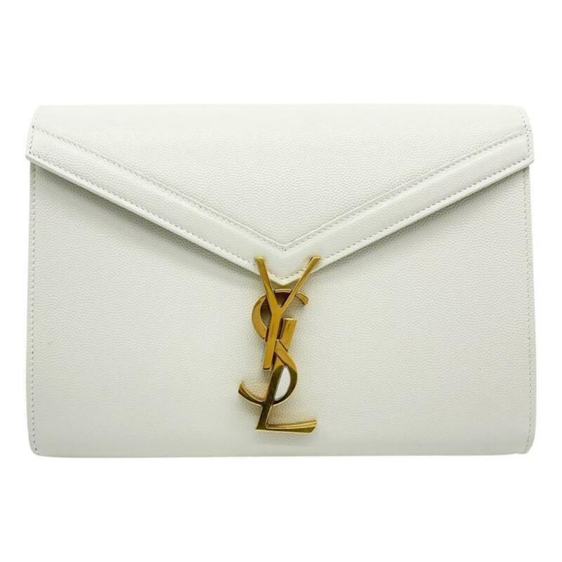 Saint Laurent Wallet on Chain Cassandre Ysl Monogram White Leather Cross BodyBag