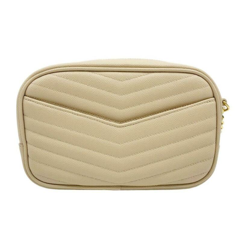 Saint Laurent Monogram Camera Mini Lou Quilted Beige Leather Cross Body Bag