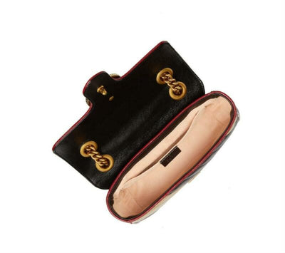 Gucci Marmont Gg 2.0 Mini Pattern Black Leather Shoulder Bag