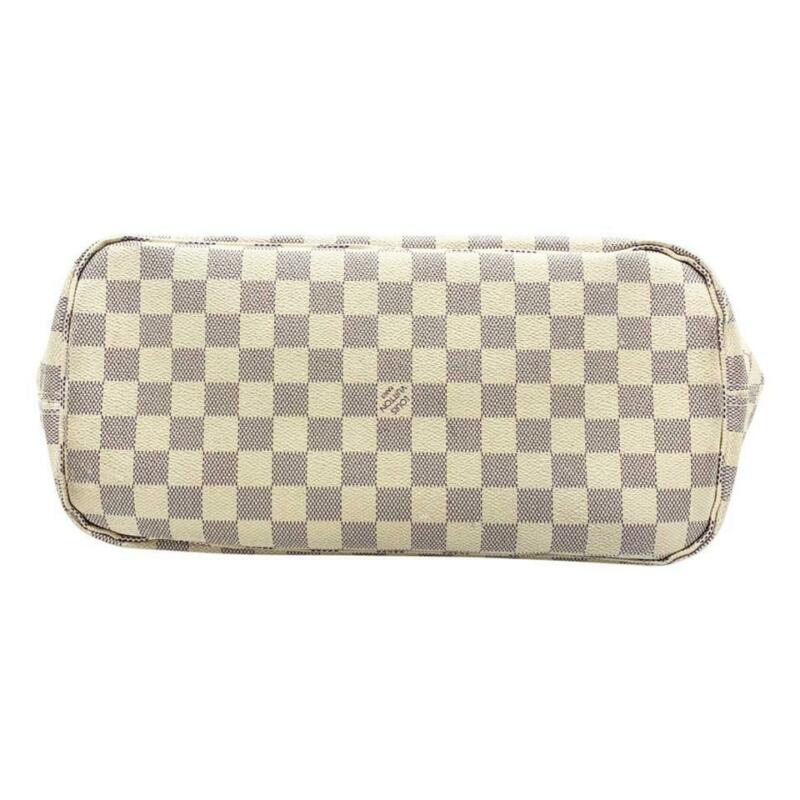 Louis Vuitton Neverfull Mm White Damier Azur Canvas Tote