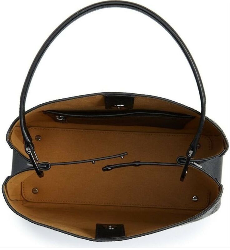 MCM Crossbody Hobo Bag Sara Convertible Shopper Black Leather Tote