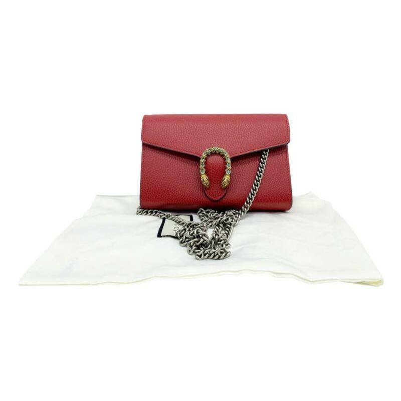 Gucci Chain Wallet Dionysus Red Leather Shoulder Bag