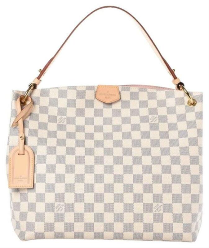 Louis Vuitton Graceful Pm Rose Ballerine White Damier Azur Canvas Hobo Bag
