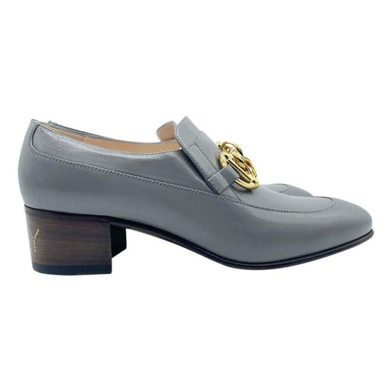Gucci Grey Ebal Chain Loafer Pump Mules/Slides