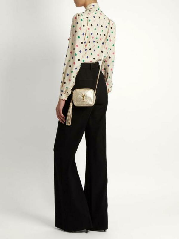 Saint Laurent Ysl Monogram Metallic Blogger Tassel Gold Leather Cross Body Bag