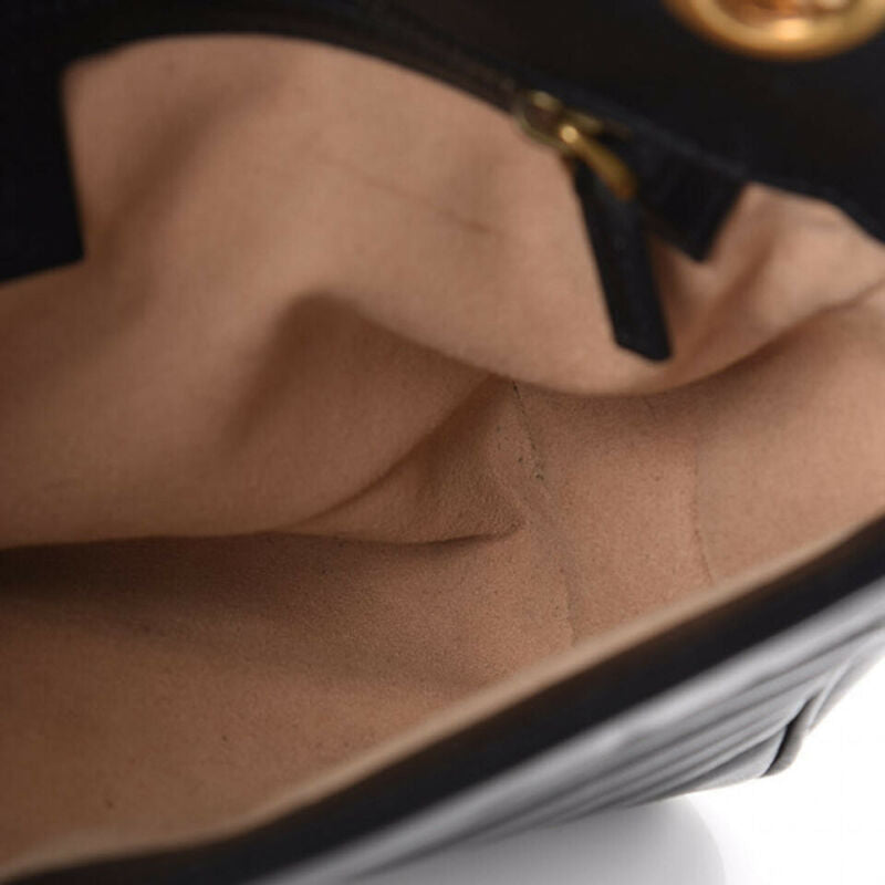 Gucci Marmont Small Gg Matelassé Black Calfskin Shoulder Bag