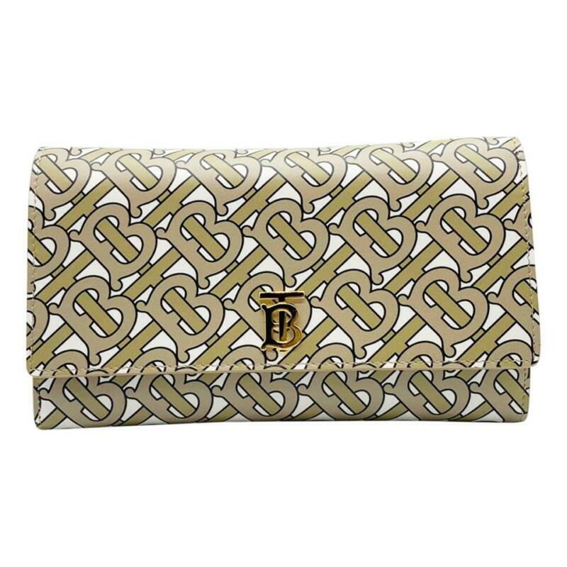 Burberry Hazelmere Logo Print Wallet Beige Leather Shoulder Bag