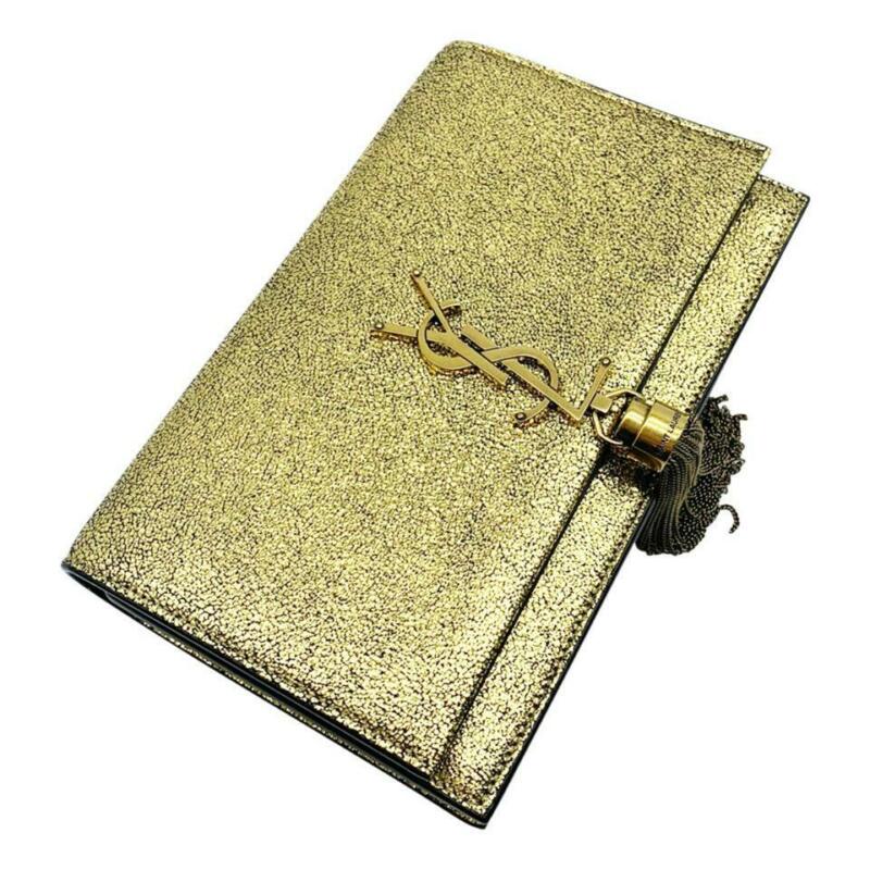 Saint Laurent Monogram Kate Tassel Monogram Metallic Gold Leather Cross Body Bag
