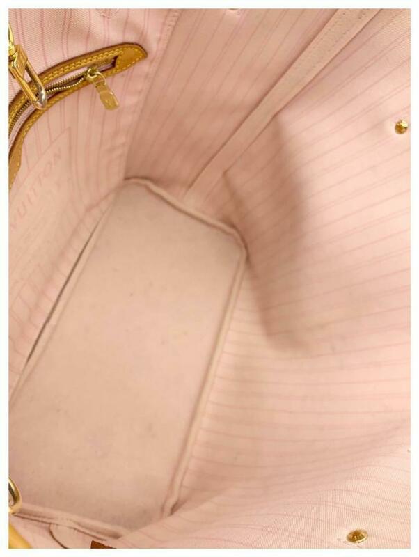 Louis Vuitton Neverfull Mm Rose Ballerine White Damier Azur Canvas Tote