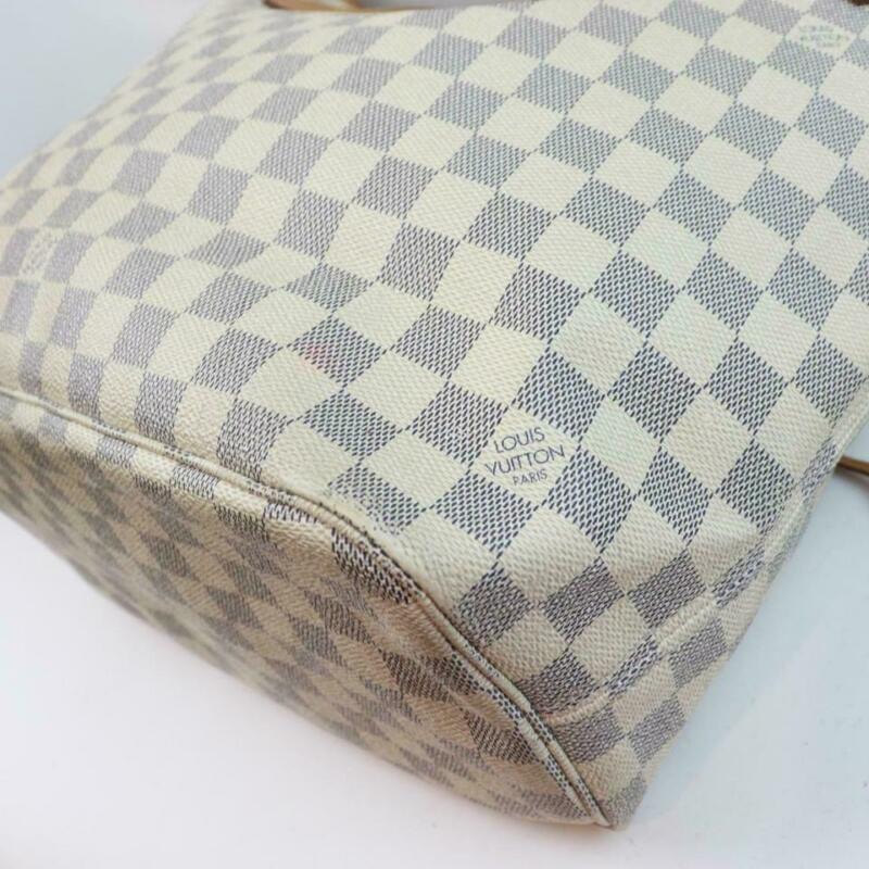 Louis Vuitton Neverfull Mm White Damier Azur Canvas Tote