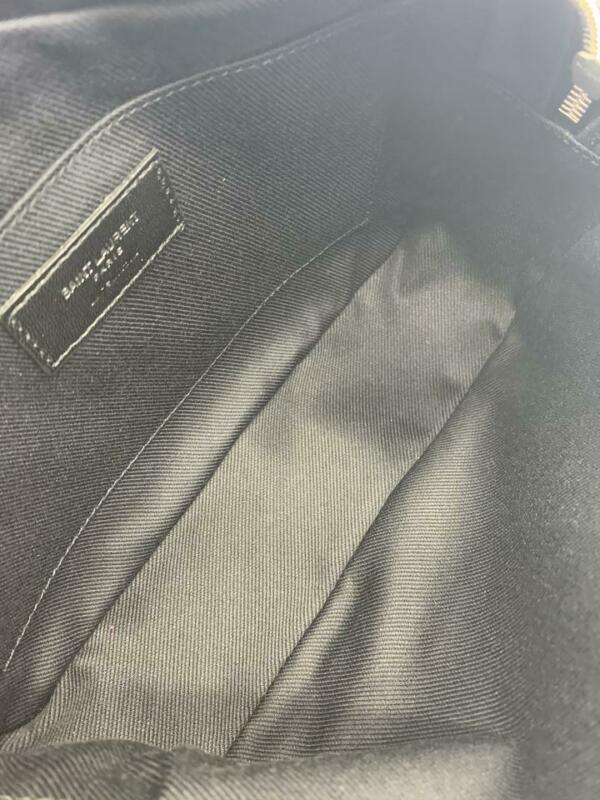 Saint Laurent Monogram Camera Raffia Canvas Lou Black Leather Cross Body Bag