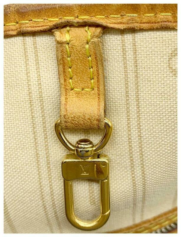 Louis Vuitton Neverfull Mm White Damier Azur Canvas Tote