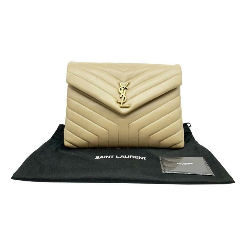 Saint Laurent Monogram Loulou Medium Calf Flap-top Beige Calfskin Leather