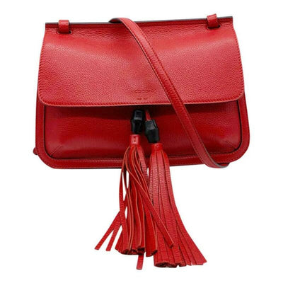 Gucci Medium Bamboo Daily Bright Flame Red Leather Shoulder Bag