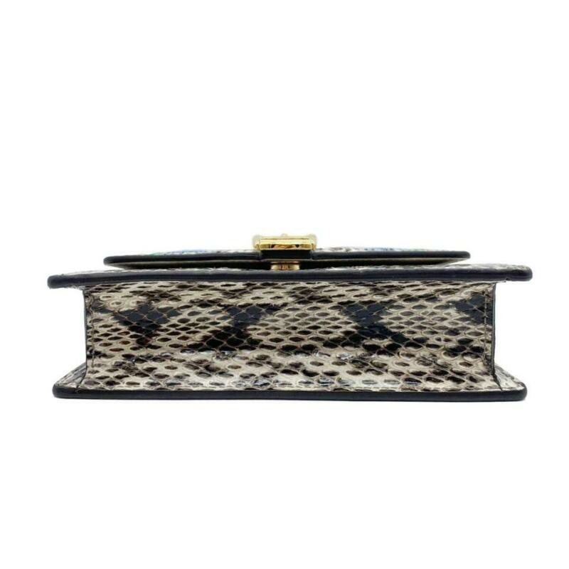 Gucci Sylvie Super Mini Floral-print Snake Wallet On A Chain White Cross Body