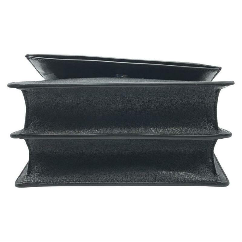 Saint Laurent Monogram Shoulder Sunset Small Black Leather Cross Body Bag