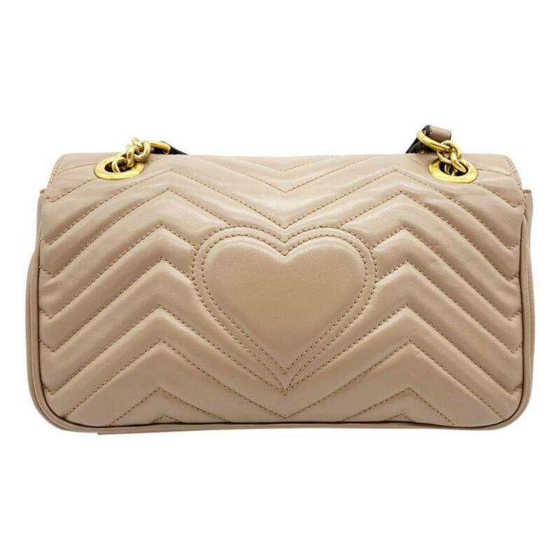 Gucci GG Marmont Calfskin Matelasse Small Nude Pink Leather Shoulder Bag