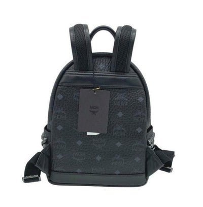 MCM Mini Black Coated Canvas Backpack