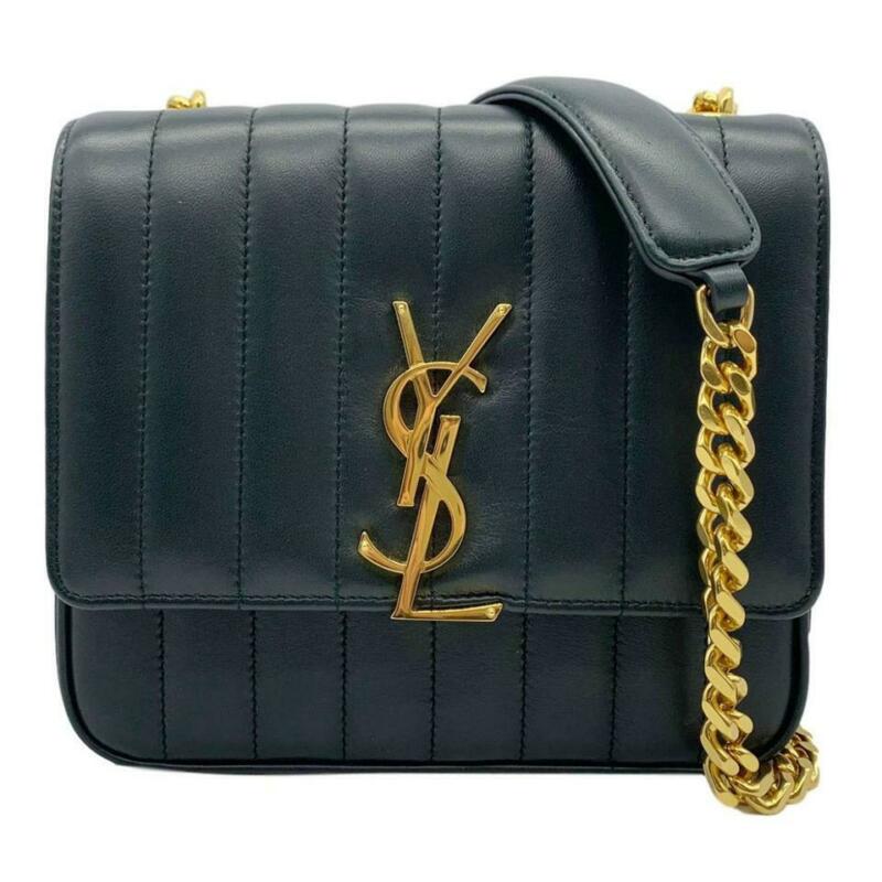 Saint Laurent Shoulder Vicky Medium Monogram Matelasse Algae (Dark Green)