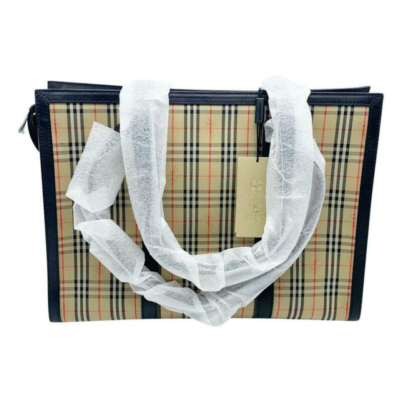 Burberry Bag Link 1983 House Check Shoulder Black Coated Canvas Tote