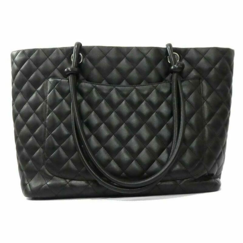 Chanel Cambon Quilted Large Black Calfskin Leather Tote