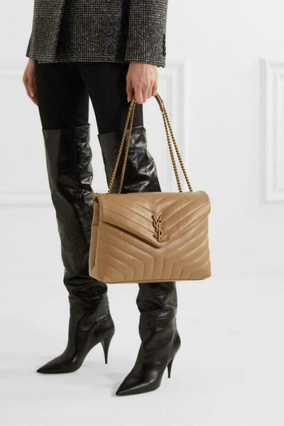 Saint Laurent Monogram Loulou Medium Calf Flap-top Beige Calfskin Leather