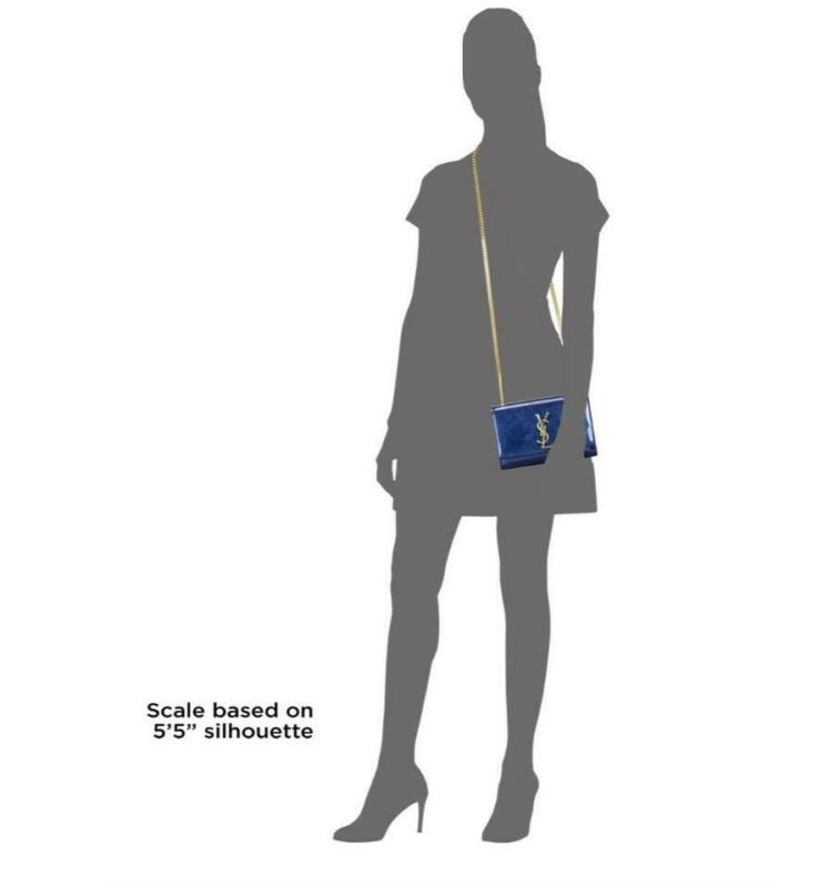 Saint Laurent Monogram Kate Shoulder Small Glitter Blue Patent Leather Crossbody