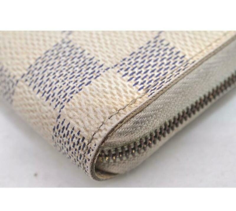 Louis Vuitton White Zippy Coin Purse Damier Azur Wallet