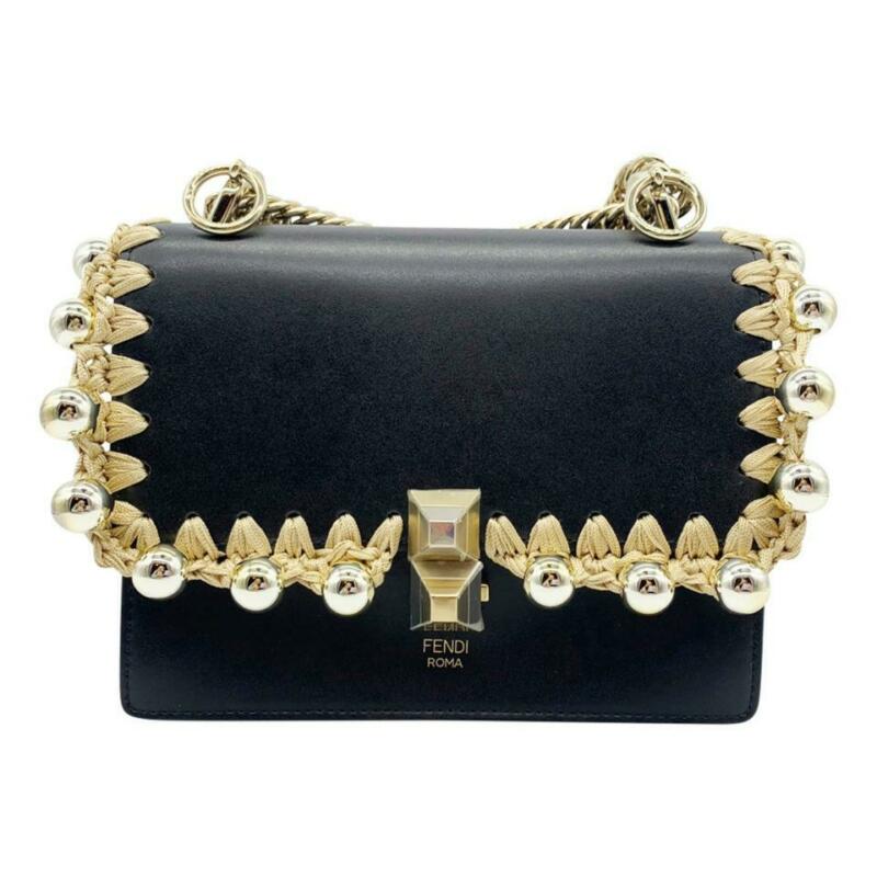 Fendi Small Kan Black Leather Shoulder Bag