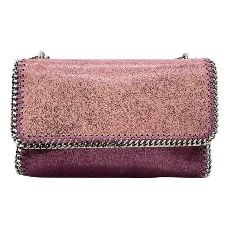 Stella McCartney Falabella Shaggy Deer Metallic Purple Faux Leather Shoulder Bag