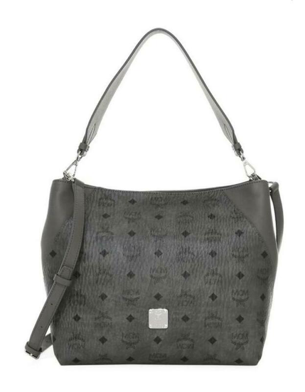 MCM Klara Medium Diamond Visetos Grey Coated Canvas Hobo Bag