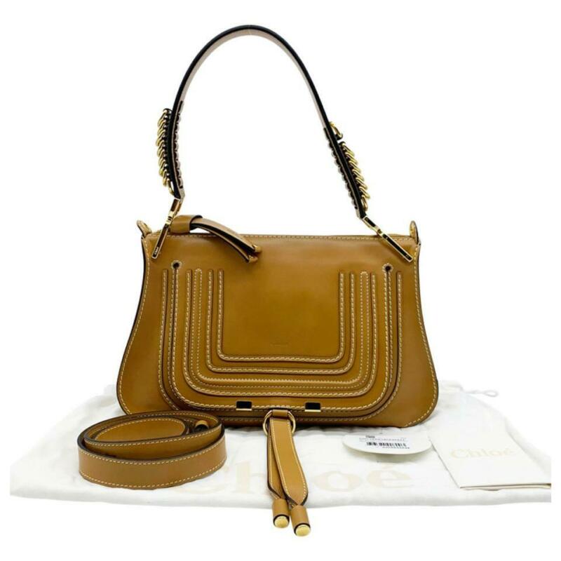Chloé Top Handle Marcie Brown Leather Shoulder Bag