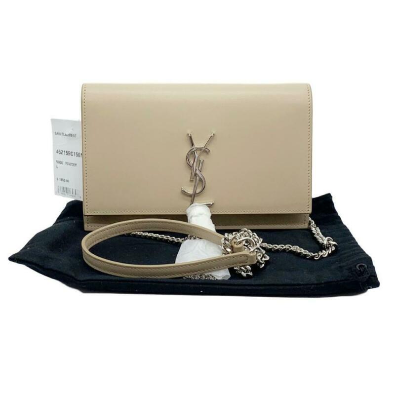 Saint Laurent Monogram Kate Chain Wallet Smooth Calfskin Classic Tassel Beige
