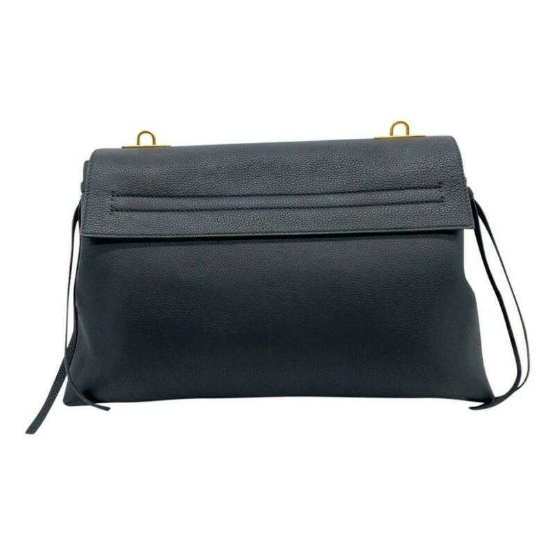Valentino Medium Vee Ring Black Grained Leather Shoulder Bag