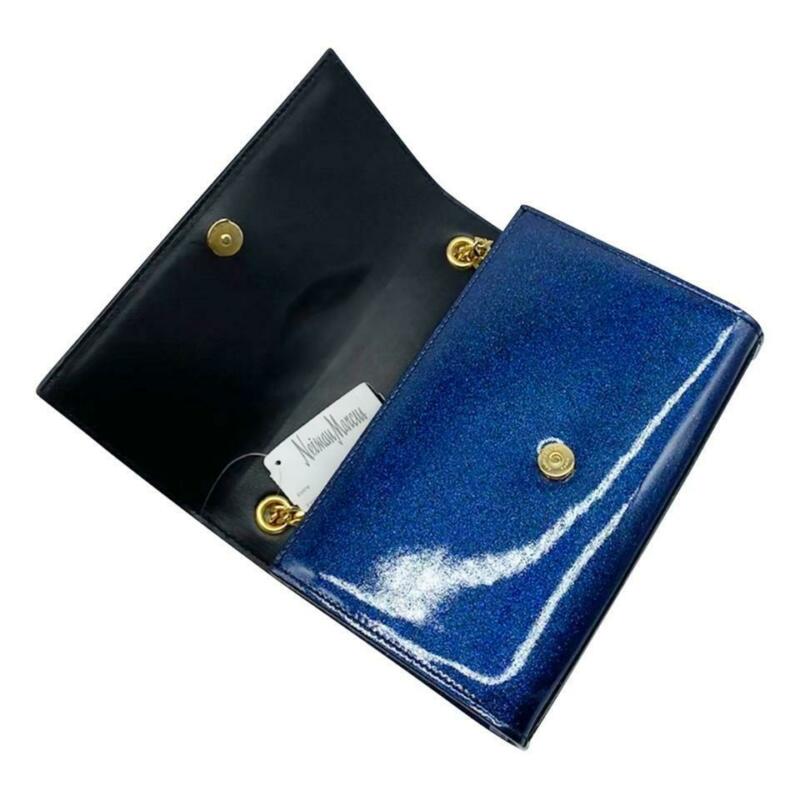 Saint Laurent Monogram Kate Shoulder Small Glitter Blue Patent Leather Crossbody