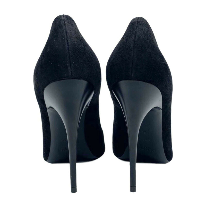 Saint Laurent YSL Black Zoe Embellished Pointy Toe Pumps Size 39 Suede