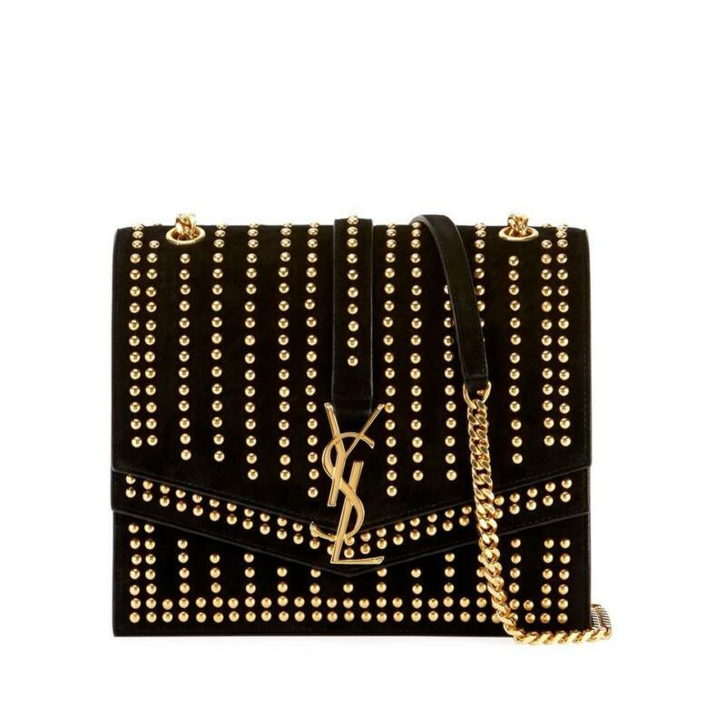 Saint Laurent Sulpice Monogram Ysl Triple-flap Black Suede Leather Cross Body
