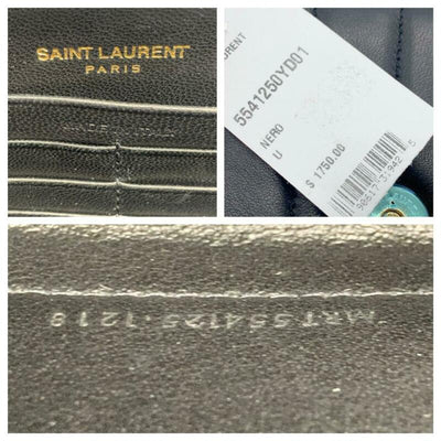Saint Laurent Chain Wallet Vicky Monogram Black Leather Shoulder Bag