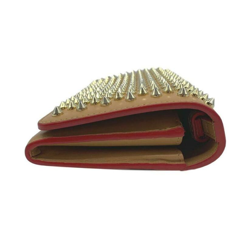 Christian Louboutin Macaron Spike Brown Leather Wristlet