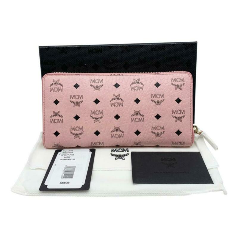 MCM Pink Logo-embossed Large Zip Light Wallet