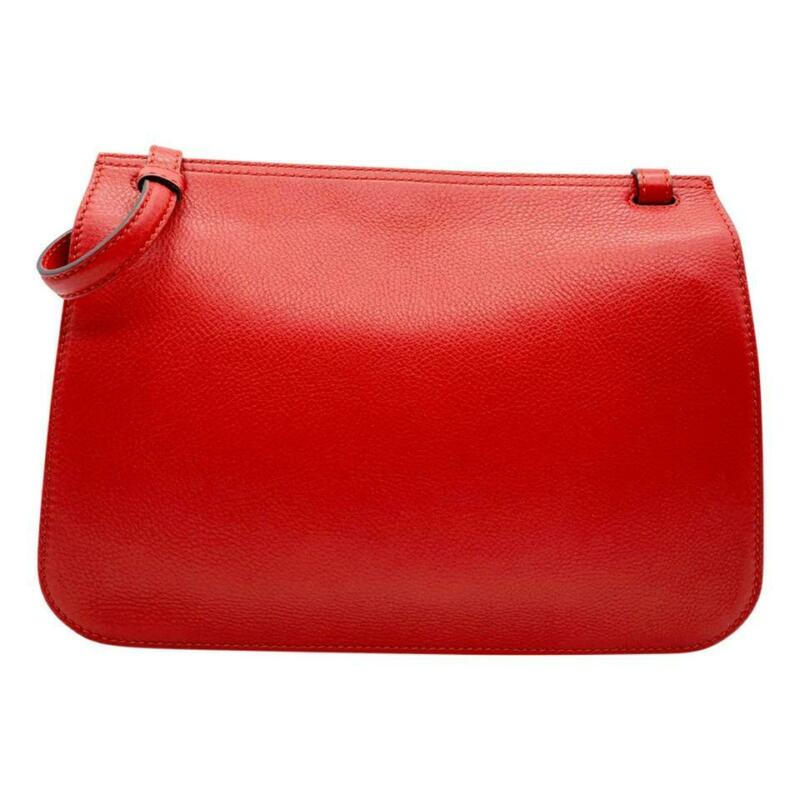 Gucci Medium Bamboo Daily Bright Flame Red Leather Shoulder Bag